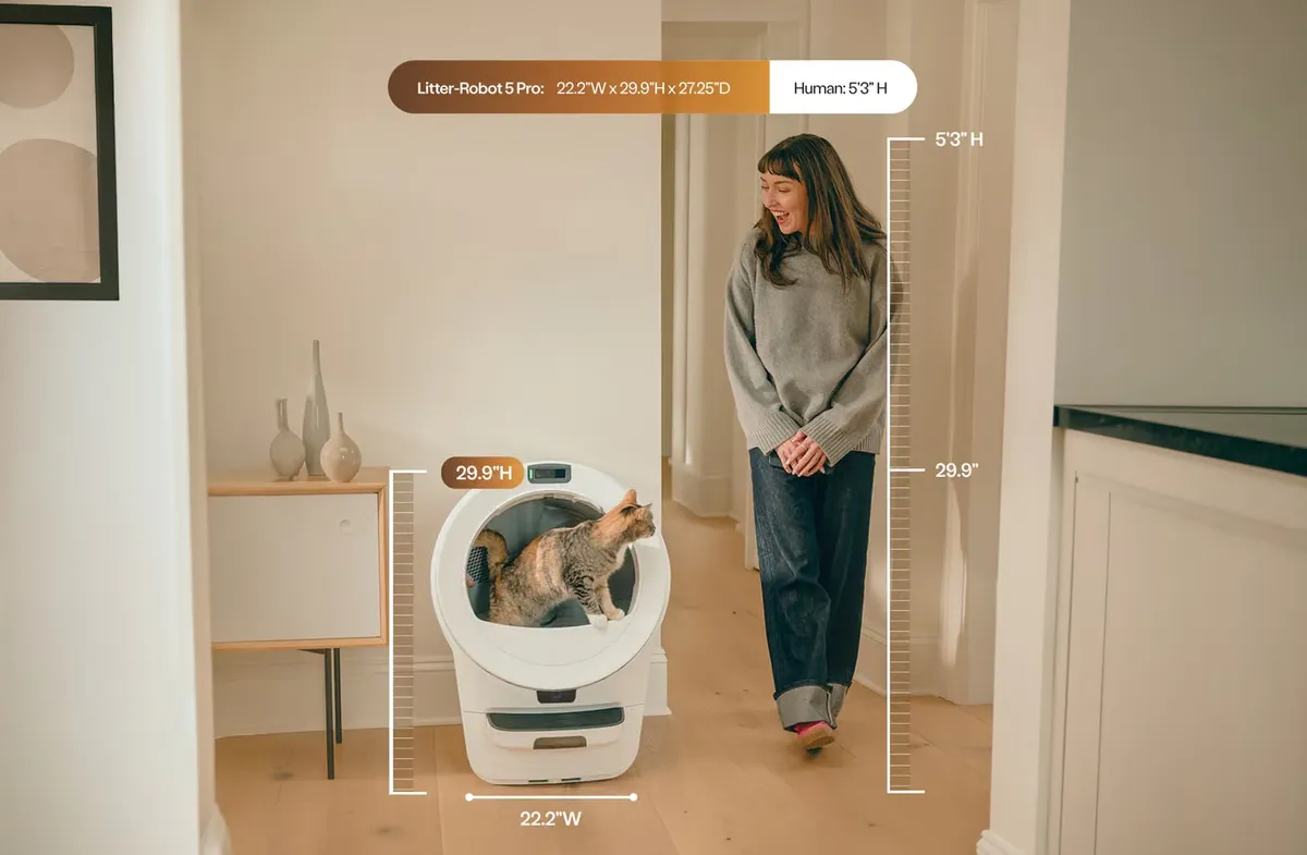 Litter-Robot 5 Pro self-cleaning litter box, front view, photo 3 of 7
