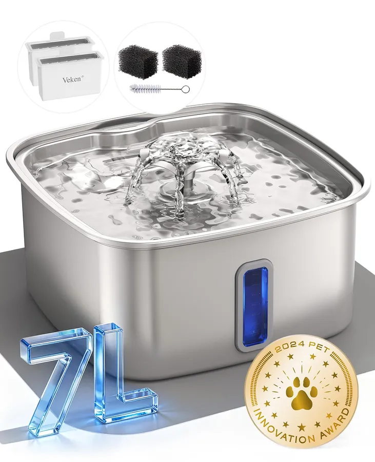 Veken Innovation Award Winner Stainless Steel Cat Water Fountain, photo 3 of 3
