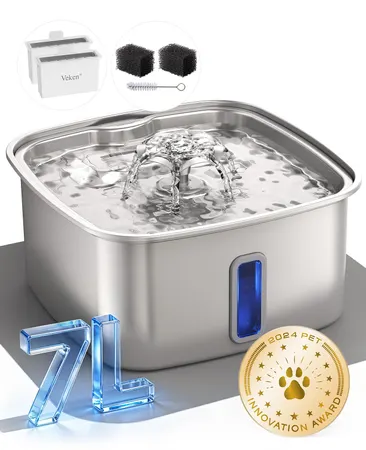 Image: Veken Veken Innovation Award Winner Stainless Steel Cat Water Fountain, photo 3 of 3